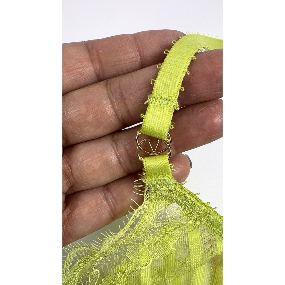 Victoria's Secret Tease Sheer Stripe Triangle Unlined Bralette Lime Green M NWT - Picture 5 of 6